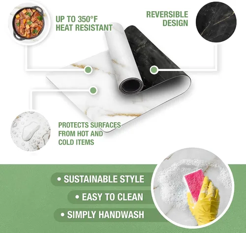 Miniatura 6 de RIMONA'S Camino de mesa resistente al calor, impermeable, protector de mesa, salvamanteles a prueba de calor 350F para platos calientes y ollas