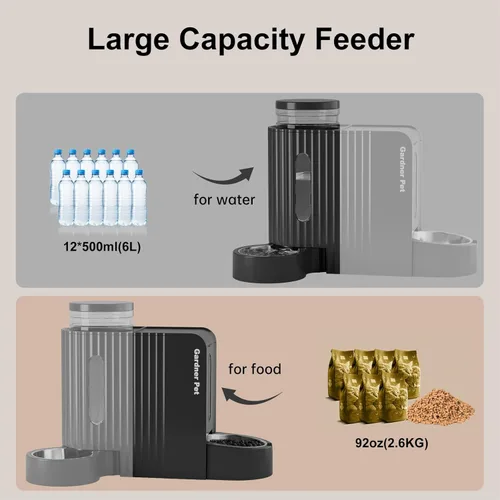 Miniatura 4 de Alimentador automático para mascotas por gravedad, juego de comedero y dispensador de agua para perros de 1.8 galones*2, juego 2-en-1 automático