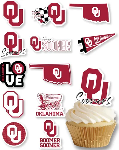 Miniatura 38 de Decoraciones para cupcakes de la Universidad de Alabama, suministros para fiestas de fútbol americano, cumpleaños, graduación (24 piezas)