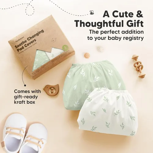 Miniatura 9 de Paquete de 2 fundas orgánicas para cambiador para niña, niño, neutro - 100% algodón, funda para almohadilla de mesa cambiadora, sábanas suaves