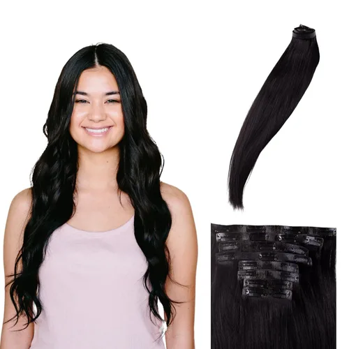 Miniatura 6 de BFB Hair Extensiones de cabello con pinzas para mujer, extensiones de cabello humano real, color castaño y rubio degradado bañado en miel, 21 Miel