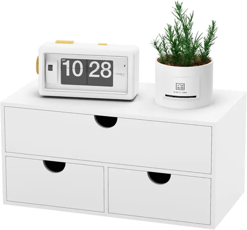 Miniatura 10 de Organizador de escritorio de bambú con cajones, cajones de almacenamiento de escritorio para facturas, suministros de oficina, utensilios de cocina