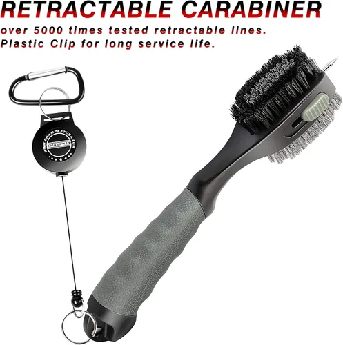 Miniatura 6 de CHAMPKEY PRO - Cepillo retráctil para palos de golf, cabezal de cepillo de gran tamaño con agarre de goma suave y limpiador de ranuras retráctil