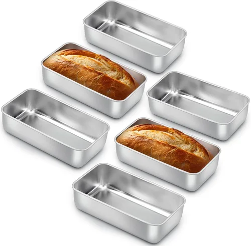 Miniatura 15 de E-far Molde para hornear pan, moldes de acero inoxidable de 9 x 5 pulgadas, utensilios de metal para hornear pan, pastel de carne, torta, brownies