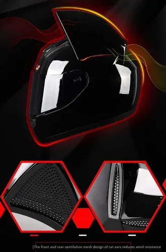 Miniatura 3 de Casco de motocicleta para niñas y mujeres, casco Bluetooth con orejas de gato, certificado por DOT, casco de motocicleta de cara completa, casco