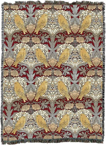 Miniatura 12 de Pure Country Weavers C.F.A. Voysey - Manta azul con diseño de pájaros y bayas, para manualidades y manualidades, manta tejida de algodón, fabricada