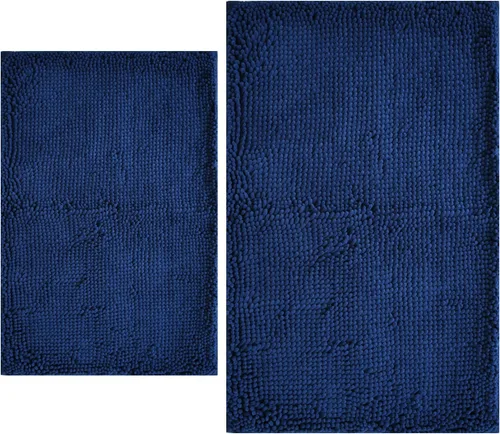 Miniatura 16 de Juegos de alfombras de baño de 2 piezas, alfombra de baño de felpilla extra suave ultra absorbente, alfombra de baño con base antideslizante de PVC
