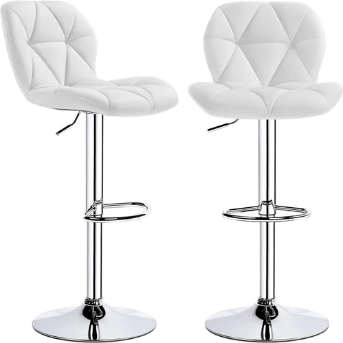 Miniatura 11 de Topeakmart 2 taburetes de bar de cuero PU 360° giratorio bar mostrador silla con respaldo Home Kitchen Bar Taburetes Negro