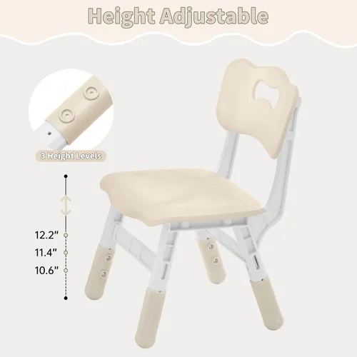 Miniatura 5 de GITAWUSA Silla ajustable para niños, silla infantil ajustable de 3 niveles de altura, sillas para niños y niñas de 2 a 8 años, juego de asiento
