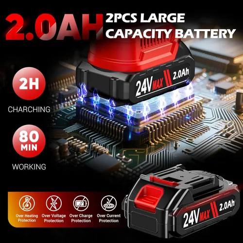 Miniatura 3 de SILVEL Pulidora Inalámbrica para Automóvil, Kit de Pulido de Automóvil con Baterías de 24V 2 X 2.0Ah, Kit Encerador de Automóvil de 5 Pulgadas