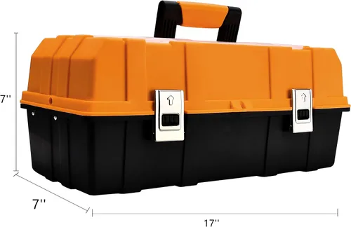 Miniatura 6 de Caja de almacenamiento de plástico de tres capas de 17 pulgadas, caja de herramientas, organizador de caja de costura, organizador multiusos