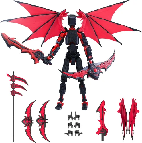 Miniatura 9 de Juego de figuras de acción T13 (ensamblaje completado), maniquí 13, robot articulado con alas demoníacas, robot Titan 13, Misión 13, accesorios