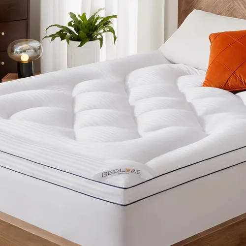 BEDLORE Cubrecolchón tamaño King, Almohadilla Superior Gruesa Pillow Top para Alivio del Dolor de Espalda, Funda de Colchón Suave Refrescante con