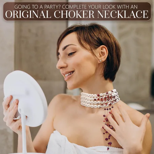 Miniatura 5 de V TOWER Collar de perlas blancas para mujer, collar de perlas falsas, accesorios estéticos góticos para mujer, collar de bisutería, collar