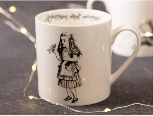 Miniatura 2 de V&A Taza de Alicia en el País de las Maravillas en caja de regalo, diseño de Alicia, porcelana fina, color blanco, 11.8 fl oz