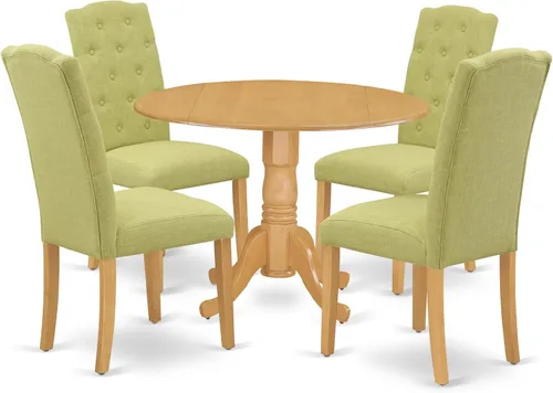 Miniatura 18 de East West Furniture DLCE3-BLK-21 - Juego de mesa de comedor de 3 piezas que contiene una mesa de comedor redonda con gotas y 2 sillas tapizadas