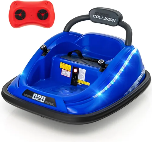 Miniatura 13 de OLAKIDS Coche chocador para niños pequeños, juguete eléctrico de 12V para montar con control remoto, vehículo a batería de carreras para bebé, Rosa