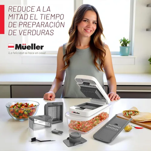 Miniatura 9 de Mueller El verdadero picador original profesional desde 2013 Cortador de verduras mandolina, picador de alimentos de 8 cuchillas, picador de cebolla