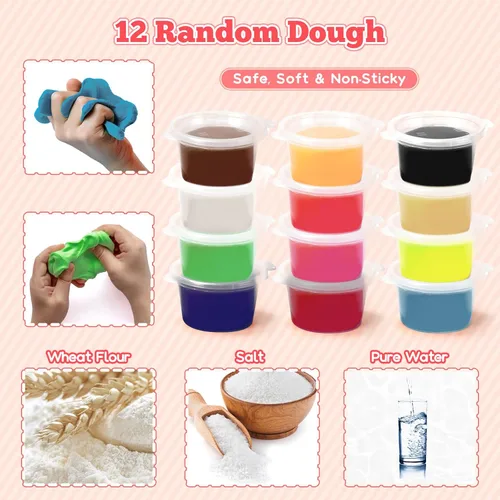 Miniatura 6 de SOCBTNSO Juego de masa 3 en 1, 59 piezas para niños de 4 a 8 años, kit de herramientas de masa con máquina para hacer helados, fideos