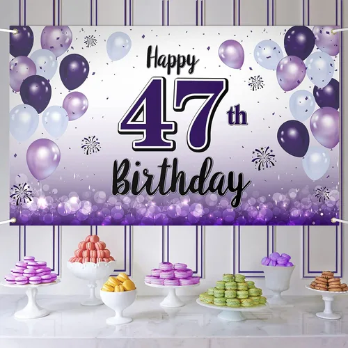 Miniatura 11 de Decoraciones de feliz cumpleaños 30, cartel grande de globo morado de 30 cumpleaños, suministros para fiesta de cumpleaños de 30 años. 30 (EE. UU.)