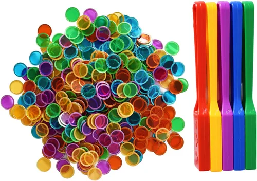 Miniatura 4 de Yuanhe Juego de fichas de bingo magnéticas, varitas magnéticas de 5 colores con 500 fichas de metal para contar y clasificar, actividades educativas