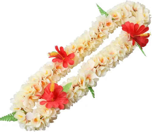 Miniatura 10 de 1 collar hawaiano de Leis de flores tropicales para niños y adultos, decoración hawaiana de Luau, playa, boda, cumpleaños, graduación, fiesta