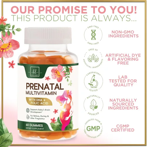 Miniatura 4 de Vitaminas prenatales para mujeres – Multivitamínico completo para el embarazo – Ácido fólico, Omega 3 DHA, colina, vitamina D – Apoyo esencial