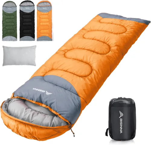 Miniatura 8 de BISINNA Saco de dormir de invierno de 0 grados (480GSM) para adultos, saco de dormir para acampar en clima frío, cómodo, cálido, portátil