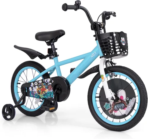 Miniatura 19 de BABY JOY Rabbit Pilot - Bicicleta deportiva para niños, 12, 14, 16, 18 pulgadas, bicicleta infantil para 3-8 años con altura ajustable, ruedas