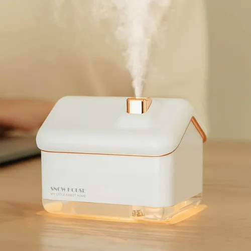Miniatura 4 de EVGATSAUTO Humidificador de escritorio, humidificador de casa de nieve, ajuste de 2 velocidades, portátil, silencioso, USB, enchufe, regalo con luz