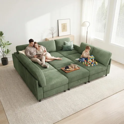 Miniatura 17 de KKL Sofá modular de 84 pulgadas, sofás de 3 plazas para sala de estar con almacenamiento, sofá modular de asiento profundo seccional, funda