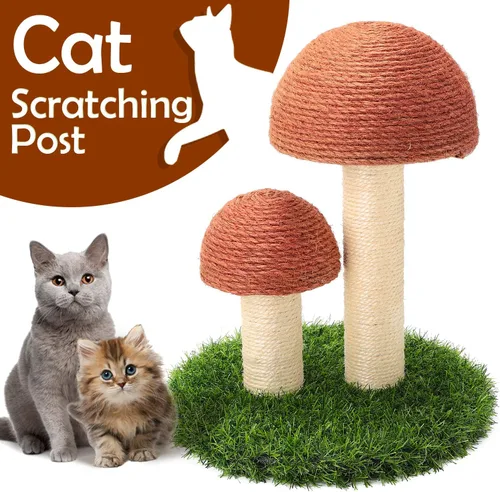 Miniatura 3 de PowerKing Poste rascador de hongos para gatos, poste rascador de garra de 15 x 12 pulgadas para gatito, poste rascador de sisal natural para gatos