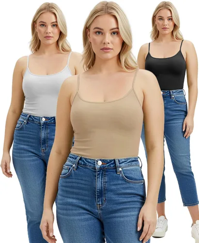 Miniatura 381 de Emmalise Camisola larga casual básica para mujer, con tirantes ajustables, top en capas
