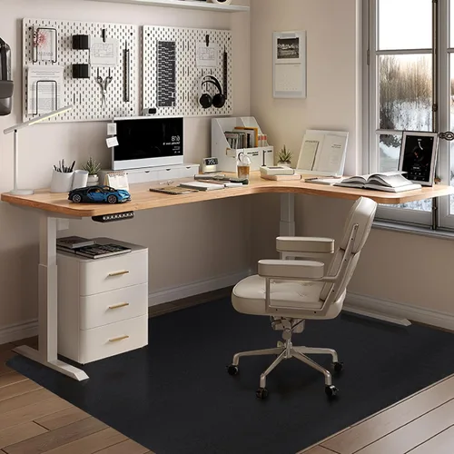 Miniatura 9 de Alfombrilla para Silla de Oficina para Piso de Madera Dura: 63" x 51" Alfombrilla Extra Grande Negra para Silla de Oficina, Alfombrilla de Goma