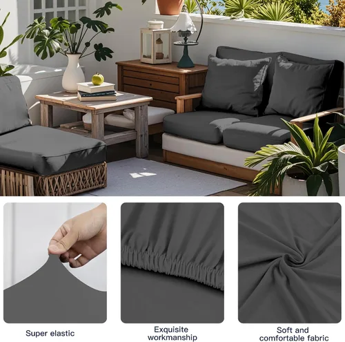 Miniatura 4 de Fundas de cojín de patio, fundas de cojín para exteriores, fundas de cojín elásticas de repuesto, protectores de muebles lavables y reutilizables