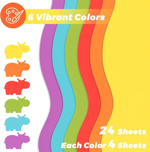 Miniatura 3 de 24 hojas de papel de cartulina de 6 colores de 8.5 x 11 pulgadas, papel de doble cara de 92 libras/8.82 oz/m², papel grueso de construcción