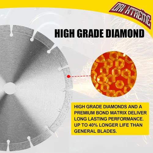 Miniatura 5 de Hoja de sierra de hormigón con diamante de 14 pulgadas, hoja segmentada de uso general para corte seco/húmedo de hormigón, hormigón reforzado