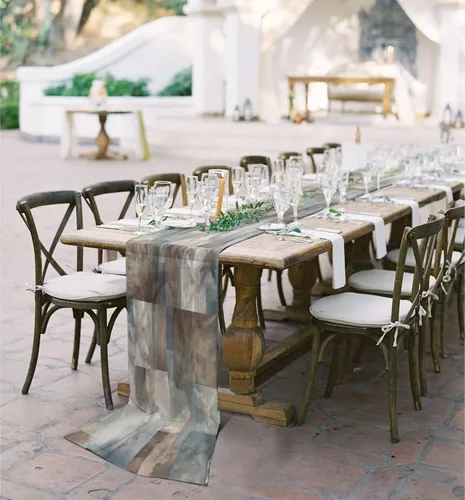 Miniatura 5 de Marble Cloud Chiffon Table Runner 55 Inches Long, Voile Sheer Tulle Runner for Rustic Wedding Reception Bridal Shower Decorations Birthday Party