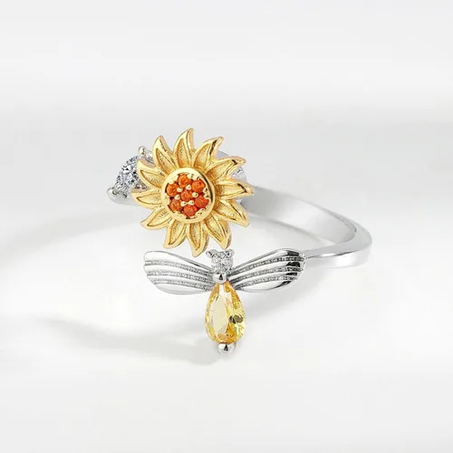 Miniatura 5 de Nuevo anillo giratorio de girasol para mujer