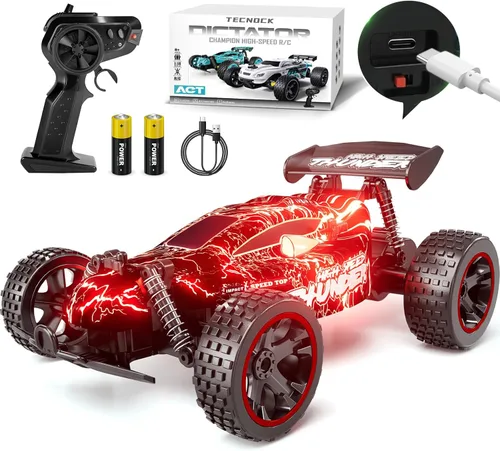 Miniatura 8 de Tecnock coches RC para niños, coche de control remoto para niños, 1:18 escala 20 KM/H 2WD buggy todo terreno, coche de carreras RC de 2.4GHz con Azul