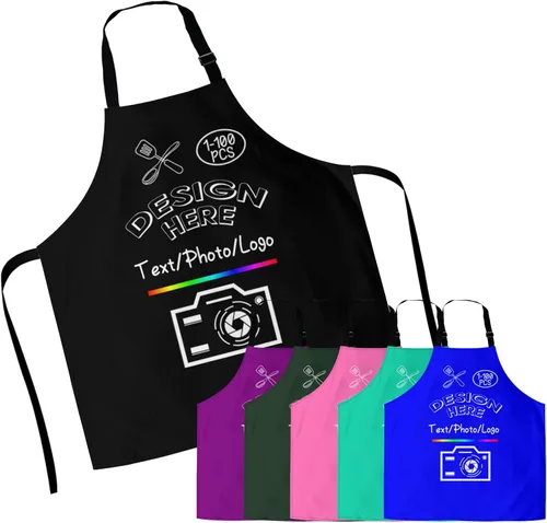Delantal personalizado para mujeres y hombres, haz tu propio nombre, foto personalizado, delantal de cocina de chef, 1-100 piezas delantales de