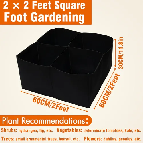 Miniatura 7 de Gardzen Paquete de 2 camas de jardín elevadas de tela, 2 x 2 x 1 pies, 4 rejillas para jardinería de pies cuadrados, caja de plantación