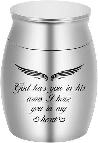 God Has You in His Arms, I Have You in My Heart - Urna pequeña de recuerdo para cenizas, mini urna de cremación - Soporte para cenizas