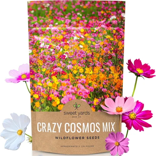 Miniatura 18 de Cosmos Seeds Mezcla de flores silvestres, paquete a granel de 1 onza, más de 5,000 semillas, especies mixtas de rosa, amarillo, naranja, rojo