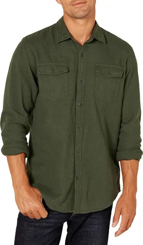 Tienda Essentials Camisa de franela de manga larga con dos bolsillos para hombre - Colores descontinuados