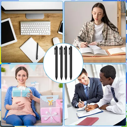 Miniatura 7 de 50 bolígrafos retráctiles a granel de 0.039 in, punta media, tinta negra, lindos bolígrafos de escritura suave, suministros escolares