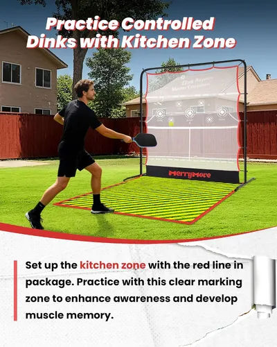 Miniatura 3 de Red de práctica de pickleball Rebounder de 6 pies: Red de entrenamiento de pickleball con marco de metal fuerte, portátil para entrada al aire