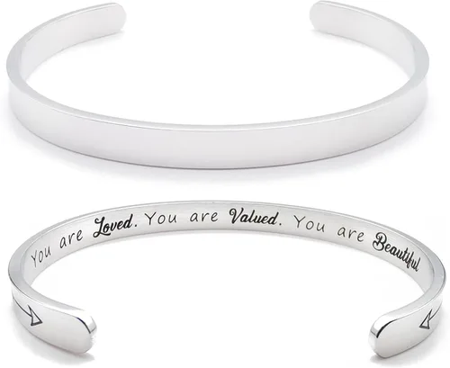 Miniatura 169 de Pulseras inspiradoras para mujer, joyería de acero inoxidable, con refranes, pulsera motivacional con mensaje oculto, pulseras grabadas para mejor