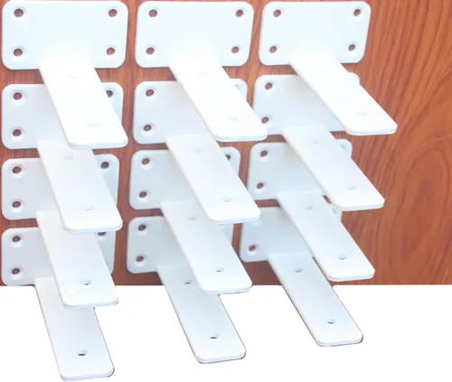 Miniatura 21 de Paquete de 2 - Soportes de estante en L ocultos negros de 4 pulgadas (1/5 pulgada de grosor) Soportes de estante flotante de hierro Soportes