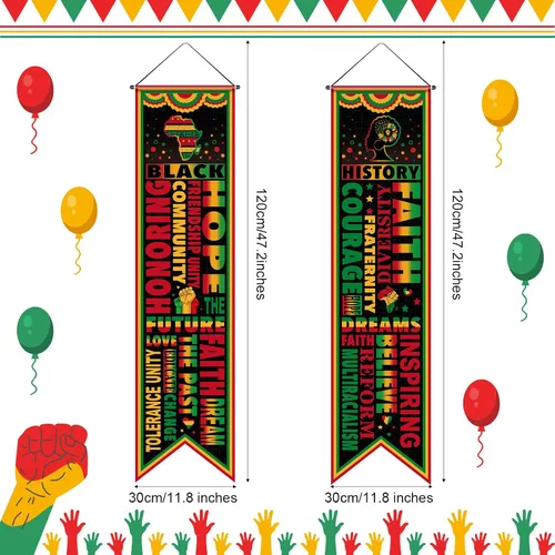 Miniatura 2 de Blulu 2 pancartas negras para puerta del mes de la historia, decoraciones para el aula, letrero de porche afroamericano, cartel inspirador
